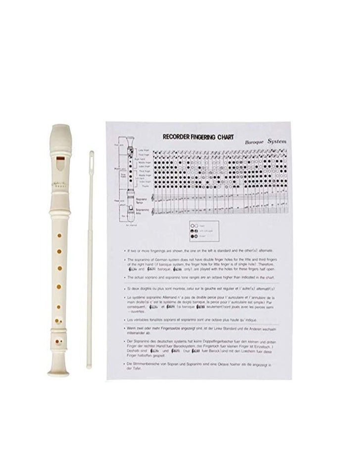 Mike Music 8-Hole Soprano Recorder Descant Flute Recorder 8 Hole ABS Clarinet Style Treble Flute C Key for Kids Children With Fingering Chart Instructions, Cleaning Rod, Plastic Bag, White  - Image 3