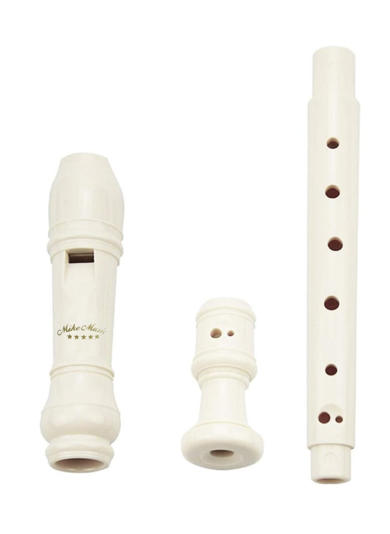 Mike Music - 8-Hole Soprano Recorder Descant Flute Recorder 8 Hole ABS Clarinet Style Treble Flute C Key for Kids Children With Fingering Chart Instructions, Cleaning Rod, Plastic Bag, White - Image 1