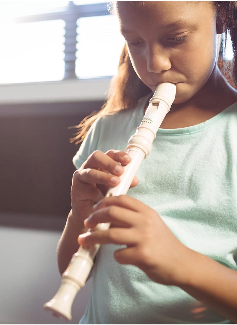 Mike Music - 8-Hole Soprano Recorder Descant Flute Recorder 8 Hole ABS Clarinet Style Treble Flute C Key for Kids Children With Fingering Chart Instructions, Cleaning Rod, Plastic Bag, White - Image 1
