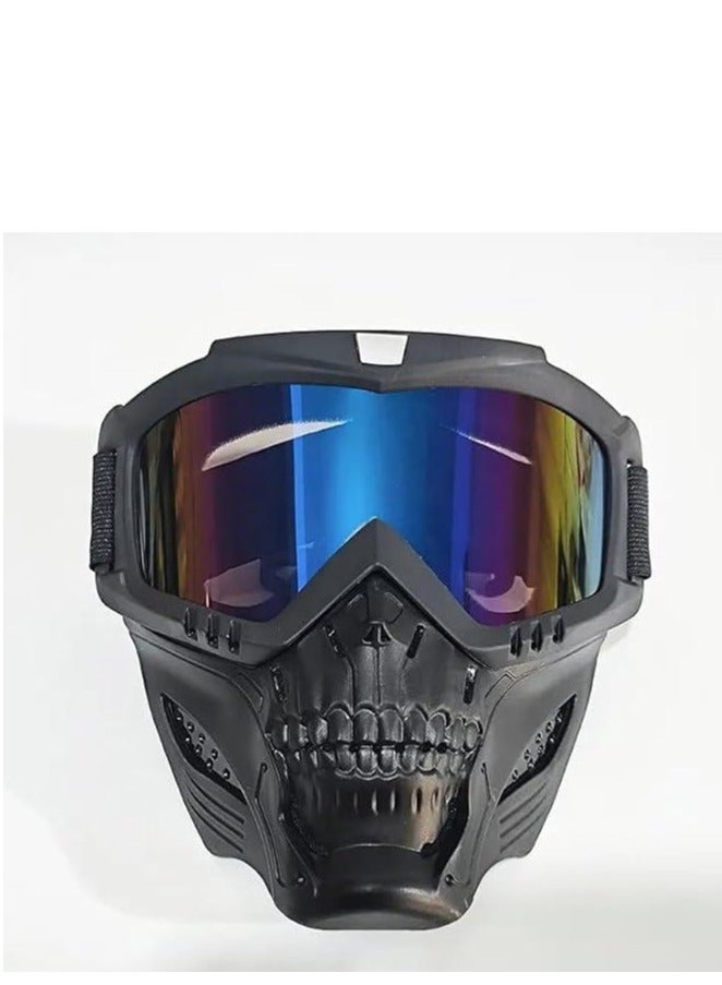 Men's and Women's Motorcycle Goggles with Mask, UV Protection Motorcycle Goggles, Skull Goggles, Helmet Goggles for Dirt Bikes and Off-Road Skiing - Image 2