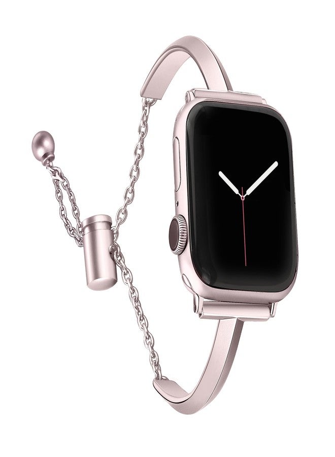 PlusRoc Stainless Steel Band Compatible with Apple Watch Band 42mm(Series 3) 44mm 45mm 46mm 49mm iWatch SE Series 11 10 9 8 7 6 5 4 3 2 1, Slim Versatile Bangle Bracelet for Women, Pink - Image 1