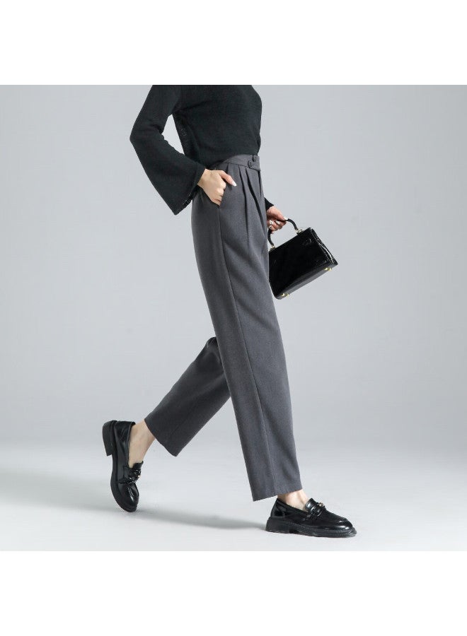 dme Demana Spring Autumn Commuter Slim Fit Cropped Harem Pants Asymmetric Waist Pleated Casual Pants For Women - Image 4