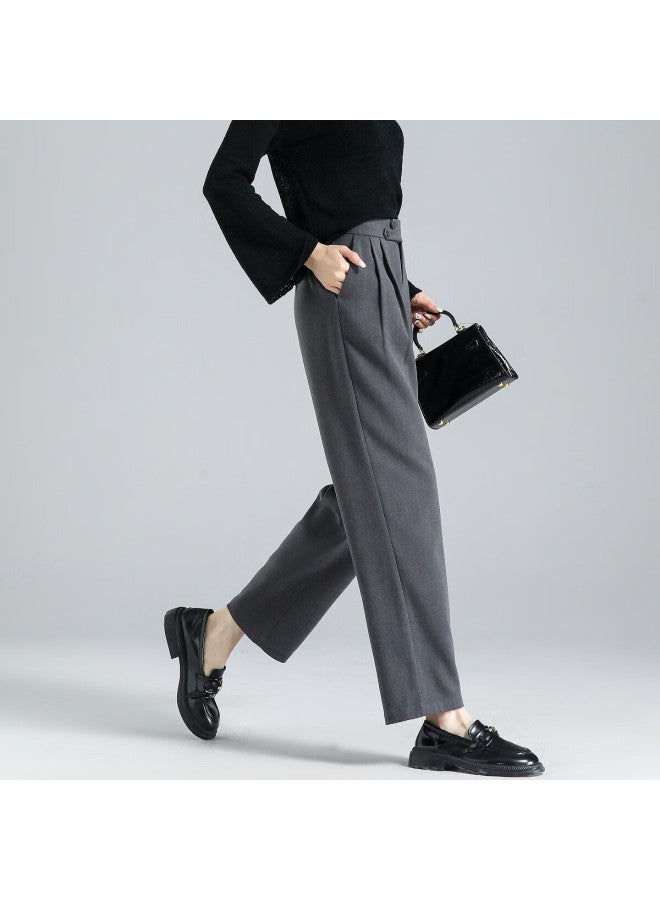dme Demana Spring Autumn Commuter Slim Fit Cropped Harem Pants Asymmetric Waist Pleated Casual Pants For Women - Image 5
