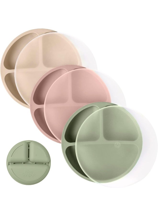 WeeSprout 100% Silicone Plates with Lids for Toddlers - Image 1