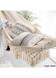 Antikiano Macrame handmade hammock | Outdoor garden furniture | Cotton hammock | Beige handcrafted hammock | Outdoor summer | High quality 200x150 cm hammock  - Image 1