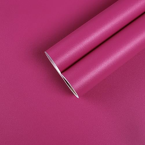 CHIHUT 17.7"x236" Matte Magenta Pink Peel and Stick Wallpaper Thick Hot Pink Self Adhesive Contact Paper Removable Waterproof Vinyl Wallpaper for Cabinets Walls Renter Friendly Wall Paper - Image 1