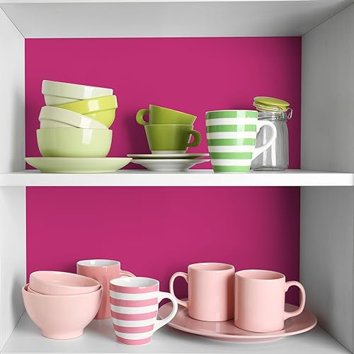 CHIHUT 17.7"x236" Matte Magenta Pink Peel and Stick Wallpaper Thick Hot Pink Self Adhesive Contact Paper Removable Waterproof Vinyl Wallpaper for Cabinets Walls Renter Friendly Wall Paper - Image 2