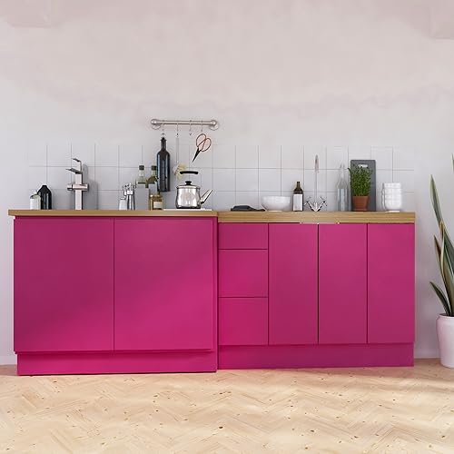 CHIHUT 17.7"x236" Matte Magenta Pink Peel and Stick Wallpaper Thick Hot Pink Self Adhesive Contact Paper Removable Waterproof Vinyl Wallpaper for Cabinets Walls Renter Friendly Wall Paper - Image 4