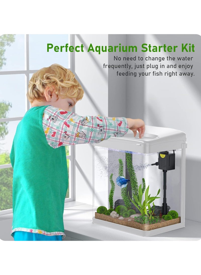 REPTIZOO REPTI ZOO Fish Tank, Glass Aquarium with Air Pump, LED Cool Lights and Filter, Betta Fish Aquarium Starter Kit (White)  - Image 5