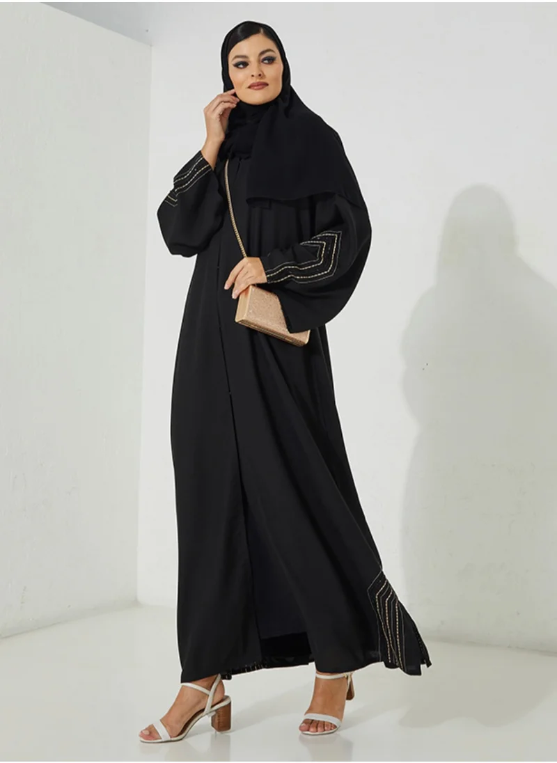 Rosette Abaya Abaya Embroidered design & wide sleeves