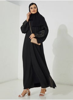 Rosette Abaya Abaya Embroidered design & wide sleeves  - Image 1