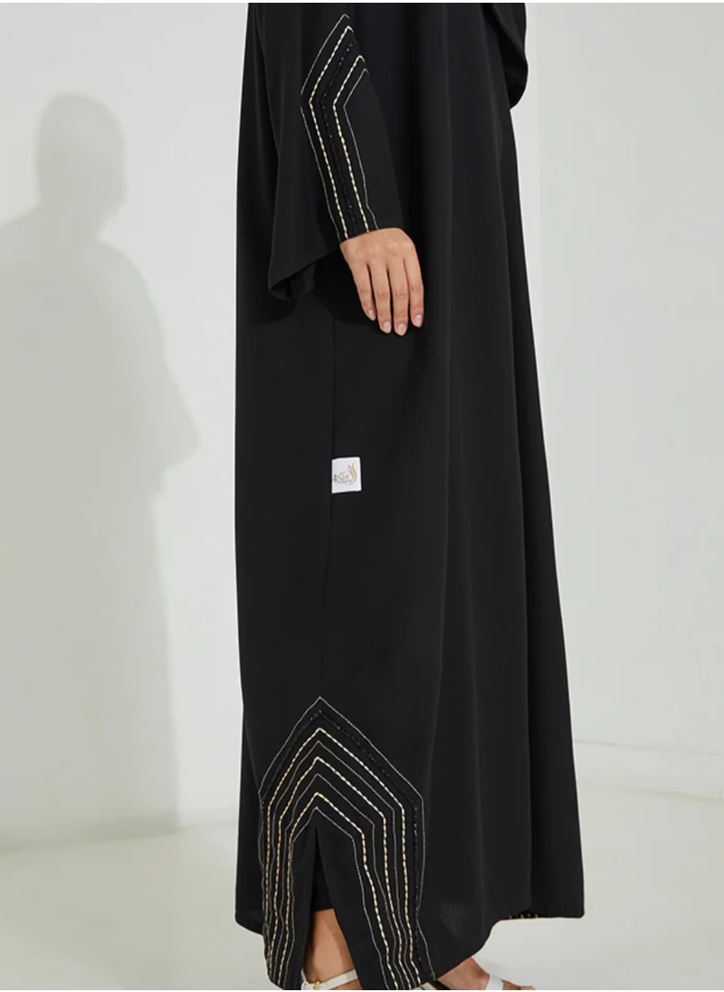 Rosette Abaya Abaya Embroidered design & wide sleeves