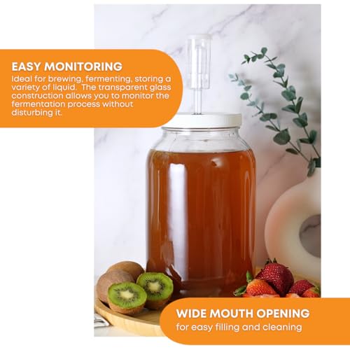 FastRack - Wide Mouth Glass Jar with Lid and Econolock Airlock, Large , 1 Gallon , Clear - Image 3