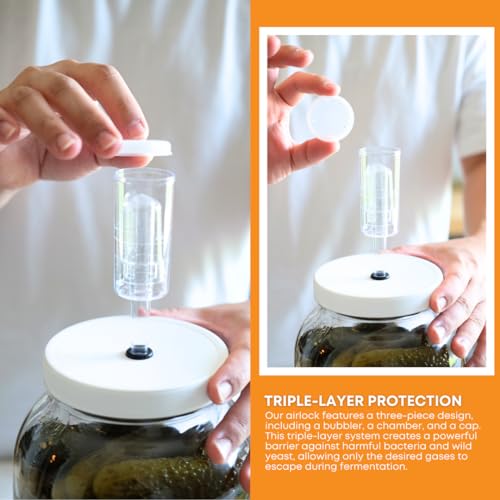 FastRack - Wide Mouth Glass Jar with Lid and Econolock Airlock, Large , 1 Gallon , Clear - Image 2