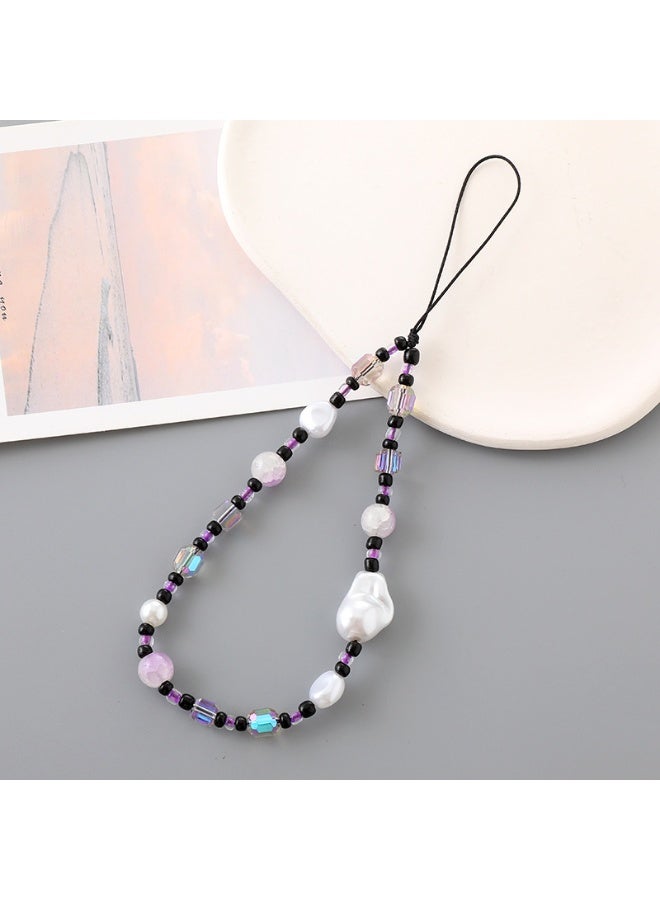 NIBEMINENT Phone Charm/ Chain Strap for Women Girls, Crystal Squares Cell Phone Case Lanyard Wrist Strap - Image 1