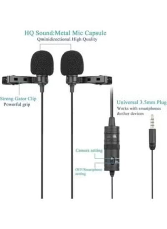 Dual Lavalier Microphone with Clip-On Omnidirectional Condenser, Hands-Free Pure Audio for Camera, Laptop, Streaming, Interviewing, and Professional Recording - Image 1