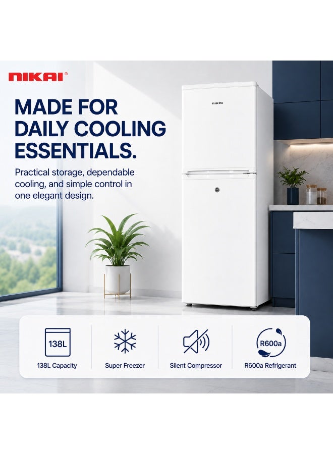 نيكاي ثلاجة بباب مزدوج تذويب 4.7 قدم مكعب مع التحكم في درجة الحرارة 132 L NRF170N24/NRF170N26W - Image 2