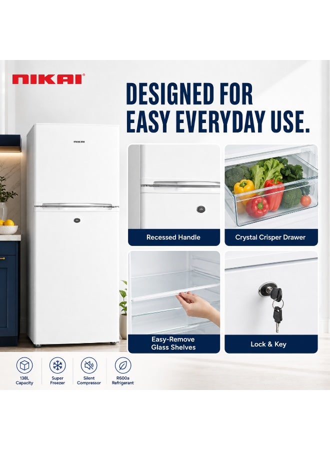 نيكاي ثلاجة بباب مزدوج تذويب 4.7 قدم مكعب مع التحكم في درجة الحرارة 132 L NRF170N24/NRF170N26W - Image 5