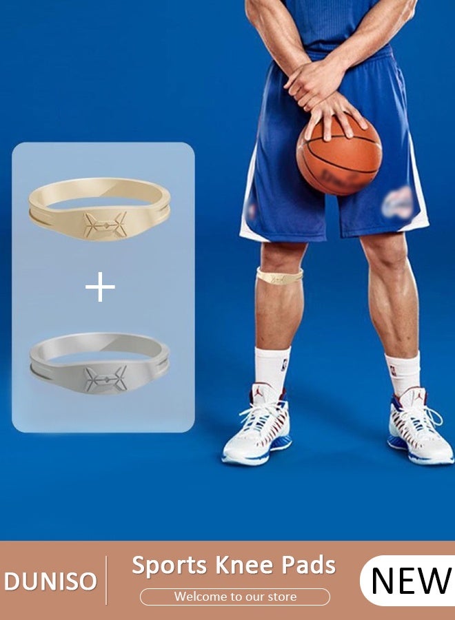 DUNISO 2pcs Fine Patella Tendon Knee Strap for Pain Relief Basketball Stabilizer Brace Silicone Leather Band Elasticity Fixed Protection Patellar Ring - Image 1