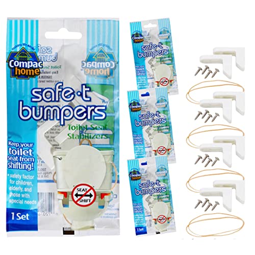 COMPAC HOME Safe -T- Bumpers - Toilet Seat Stabilizers, Keeps Children, Elderly, Disabled Safe from Slipping Off Shaking, Moving or Wobbly Toilet Seat, White, 4 Count - Image 1