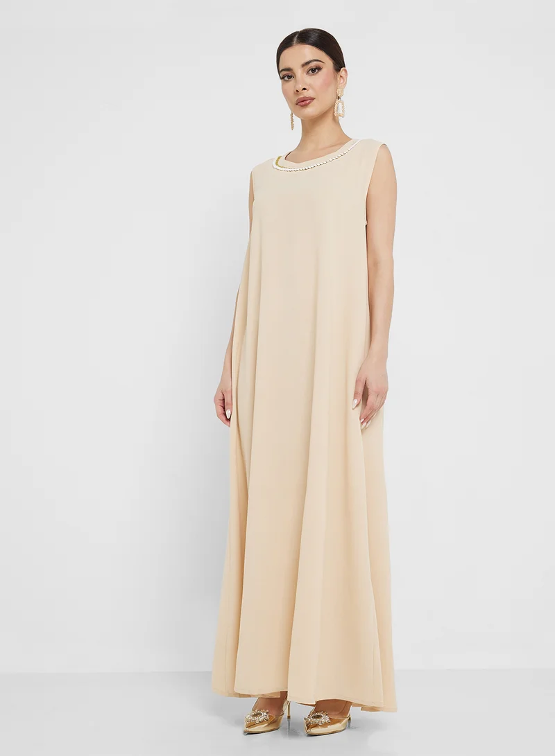 Khizana Embroidered Abaya With Inner