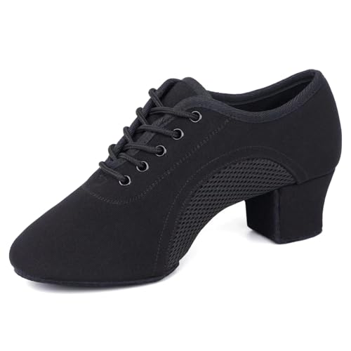 ARCLIBER Black Latin Dance Shoes for Women Lace-up Split-Sole Professional Practice Salsa Modern Ballroom Dance Shoes Women 7(38) - Image 1