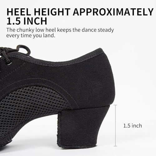 ARCLIBER Black Latin Dance Shoes for Women Lace-up Split-Sole Professional Practice Salsa Modern Ballroom Dance Shoes Women 7(38) - Image 4