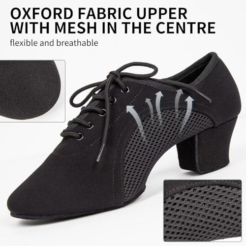 ARCLIBER Black Latin Dance Shoes for Women Lace-up Split-Sole Professional Practice Salsa Modern Ballroom Dance Shoes Women 7(38) - Image 2