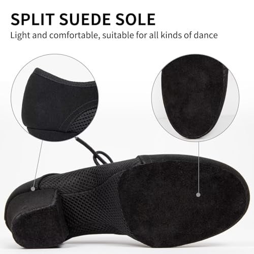 ARCLIBER Black Latin Dance Shoes for Women Lace-up Split-Sole Professional Practice Salsa Modern Ballroom Dance Shoes Women 7(38) - Image 3