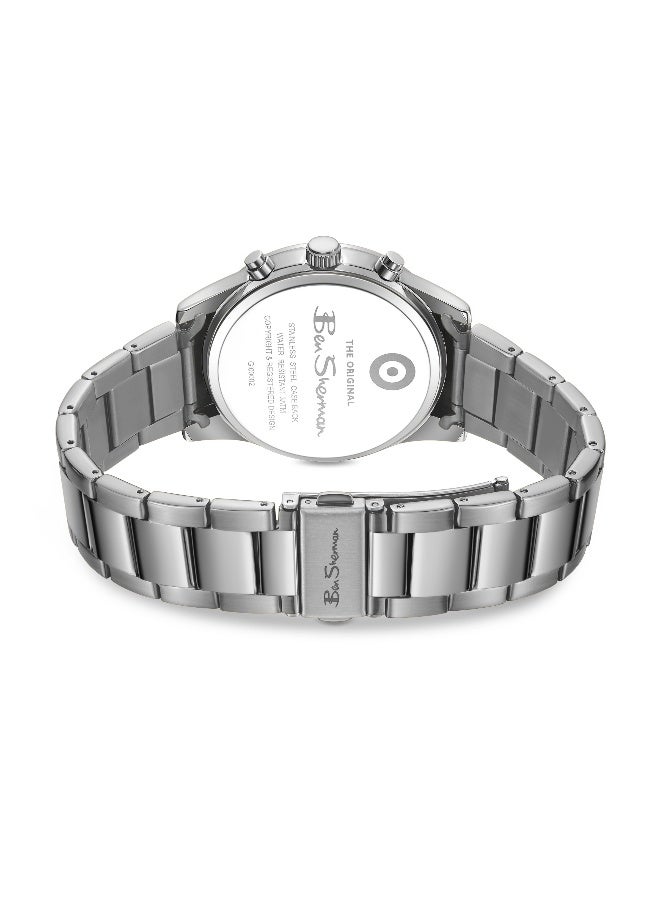 Ben Sherman Cambridge Blue Dial Stainless Steel Bracelet Chronograph Watch for Men, 42mm - Image 3