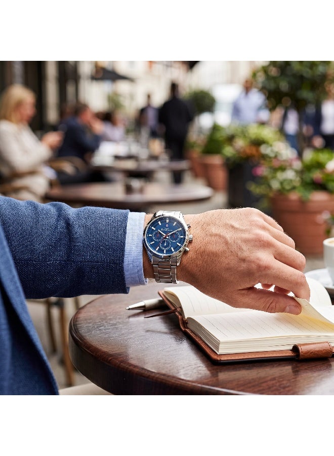 Ben Sherman Cambridge Blue Dial Stainless Steel Bracelet Chronograph Watch for Men, 42mm - Image 5