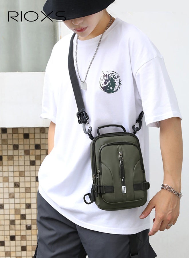 Unisex Crossbody Sling Bag with USB Charging Port, Waterproof Lightweight Single Shoulder Bag for Men and Women, Fashion Casual Chest Bag Crossbody Bag with Adjustable Sholder Straps, Solid Crossbody Daypack Suitable for Hiking, Cycling, Climbing, Travel, Camping, Workout and More, Green