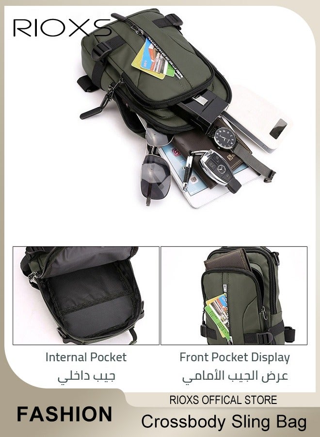RIOXS Crossbody Sling Bag Body Chest Sling Shoulder Bag for Men Women Casual Shoulder Backpack Bag Lightweight Waterproof Daypack for Workout Travel, Hiking, Casual Use, Running Phone Holder for Men Women, Anti Theft Backpack for Traveling Chest Shoulder Bag - Image 5