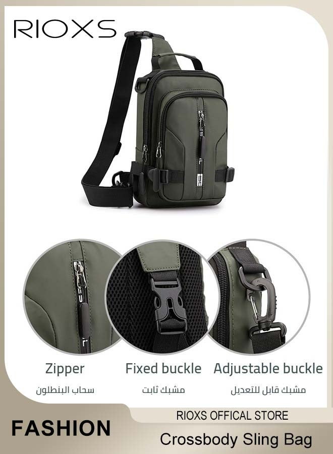 RIOXS Crossbody Sling Bag Body Chest Sling Shoulder Bag for Men Women Casual Shoulder Backpack Bag Lightweight Waterproof Daypack for Workout Travel, Hiking, Casual Use, Running Phone Holder for Men Women, Anti Theft Backpack for Traveling Chest Shoulder Bag - Image 4