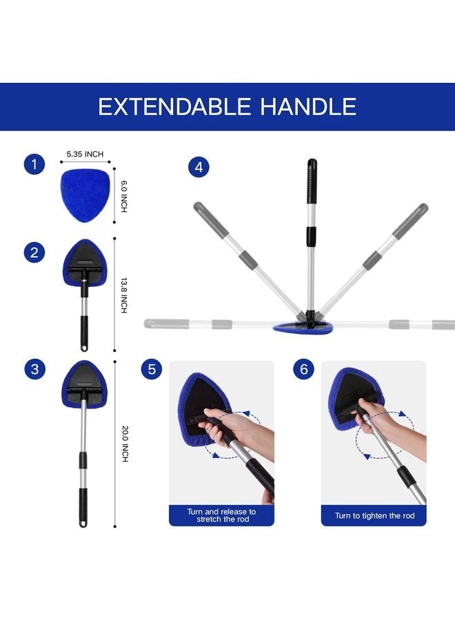 HOMESTAR 11pcs Windshield Cleaner Tool, Car Window Cleaning Wash Kit with 6 Reusable Microfiber Pads 2 Spray Bottles and Extendable Handles Auto Glass Wiper Kit, Blue - Image 4