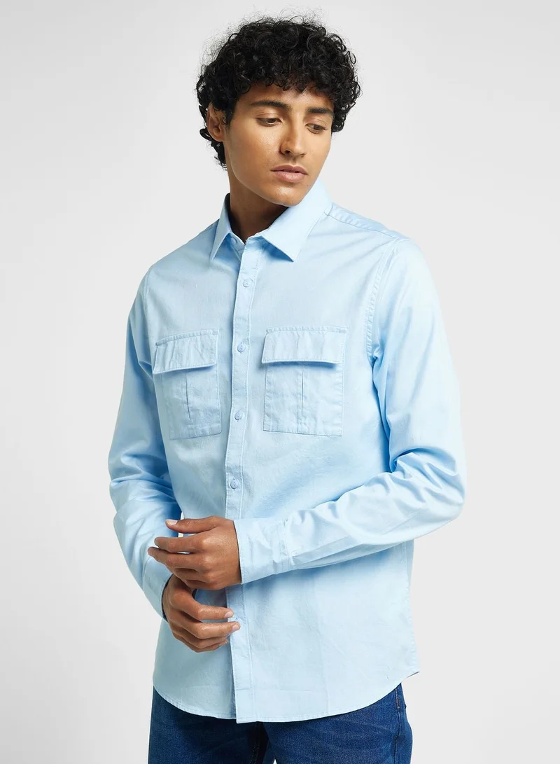 توماس سكوت قميص توماس سكوت قطن تويل كلاسيك بقصة ضيقة غير شفاف كاجوال