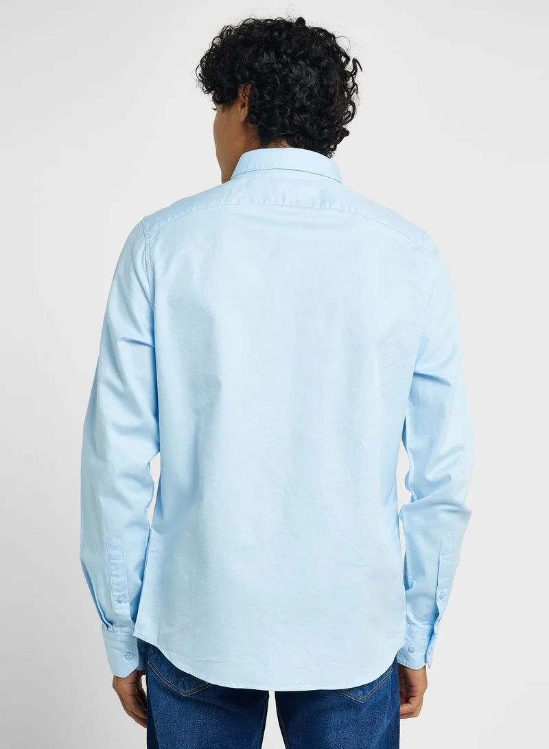 توماس سكوت قميص توماس سكوت قطن تويل كلاسيك بقصة ضيقة غير شفاف كاجوال