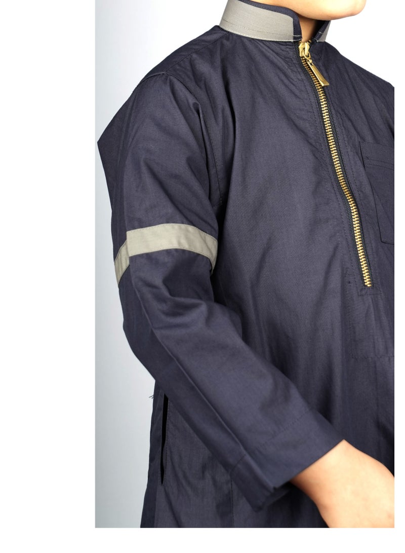 Sadaf Dark Blue Saudi Thobe from Size 42 to 52 - Image 4