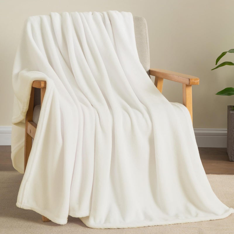 BEDELITE Fleece Blanket Cream Throw Blankets for Couch & Bed, Luxury Plush Cozy Fuzzy Blanket 50" x 60", Super Soft Warm Lightweight Throw Blanket for Travel Camping - Image 2