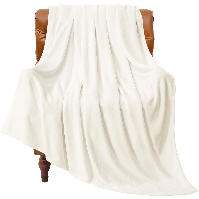 BEDELITE Fleece Blanket Cream Throw Blankets for Couch & Bed, Luxury Plush Cozy Fuzzy Blanket 50" x 60", Super Soft Warm Lightweight Throw Blanket for Travel Camping - Image 1