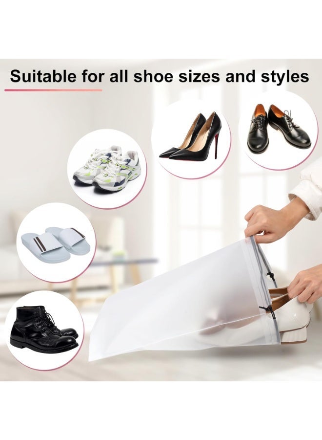 20‑Pack Travel Shoe Bags, 40 x 30 cm Translucent Drawstring Shoe Storage Pouches, White PE Shoe Organizer Bags for Men & Women, Dust‑Proof Waterproof Portable Packing Bags for Travel & Home Use - Image 2