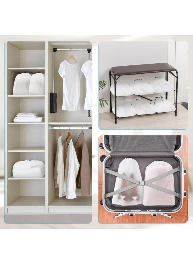 20‑Pack Travel Shoe Bags, 40 x 30 cm Translucent Drawstring Shoe Storage Pouches, White PE Shoe Organizer Bags for Men & Women, Dust‑Proof Waterproof Portable Packing Bags for Travel & Home Use - Image 3