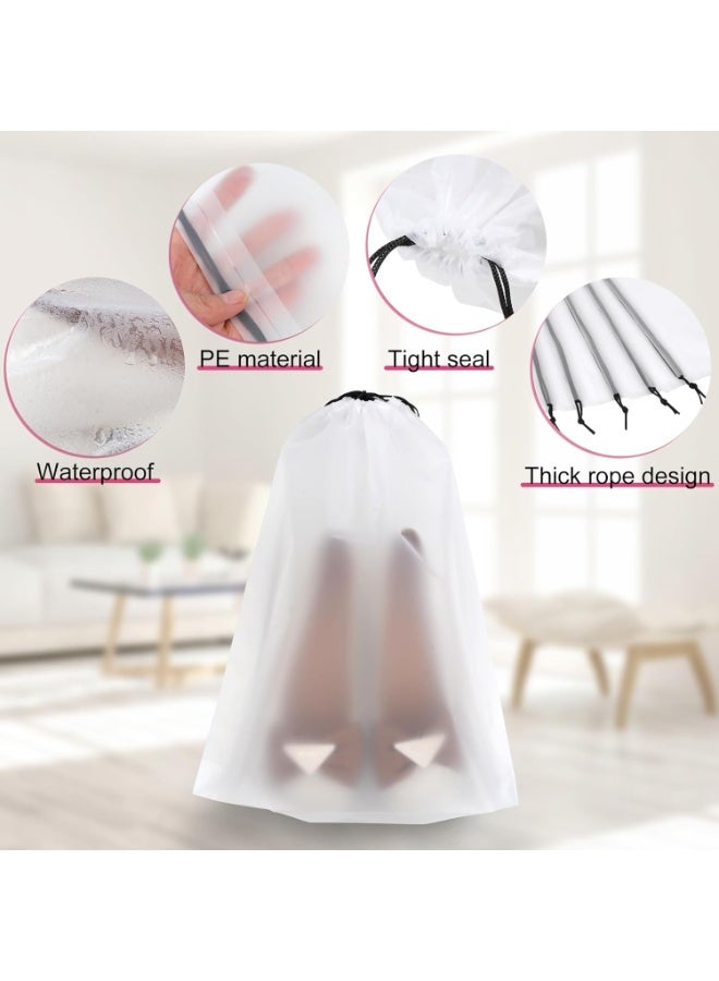 20‑Pack Travel Shoe Bags, 40 x 30 cm Translucent Drawstring Shoe Storage Pouches, White PE Shoe Organizer Bags for Men & Women, Dust‑Proof Waterproof Portable Packing Bags for Travel & Home Use - Image 5