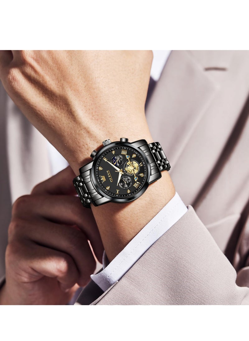 OLEVS - Watches for Men Fashion Stainless Steel Quartz Chronograph Water Resistant Watch 2856 - Image 1