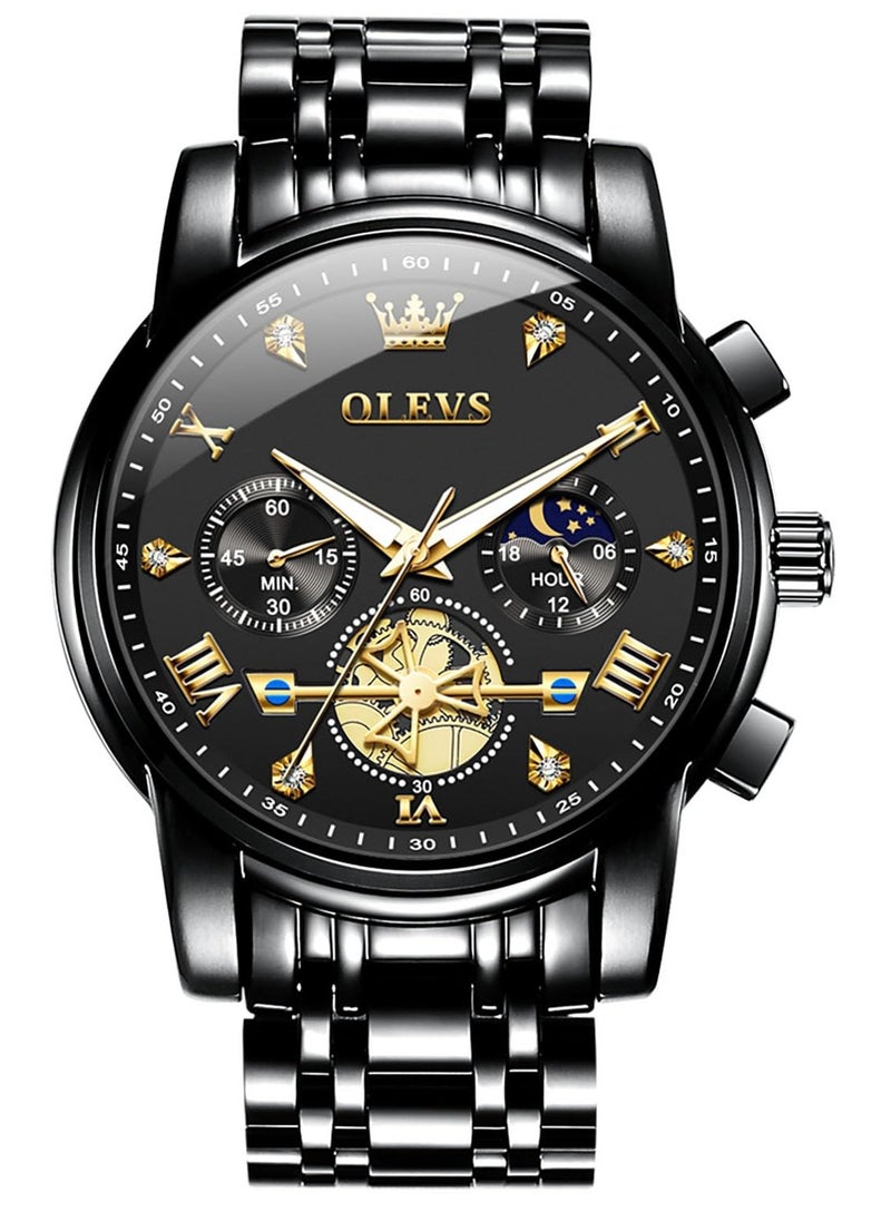 OLEVS - Watches for Men Fashion Stainless Steel Quartz Chronograph Water Resistant Watch 2856 - Image 1