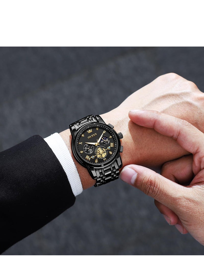OLEVS - Watches for Men Fashion Stainless Steel Quartz Chronograph Water Resistant Watch 2856 - Image 1