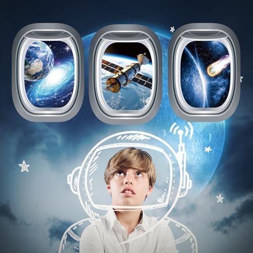 Robmoda Glow in The Dark 3D Space Wall Decals, Set of 3 Galaxy Window Stickers for Wall, Space Themed Room Decor for Kids Boys (Blue) - Image 5