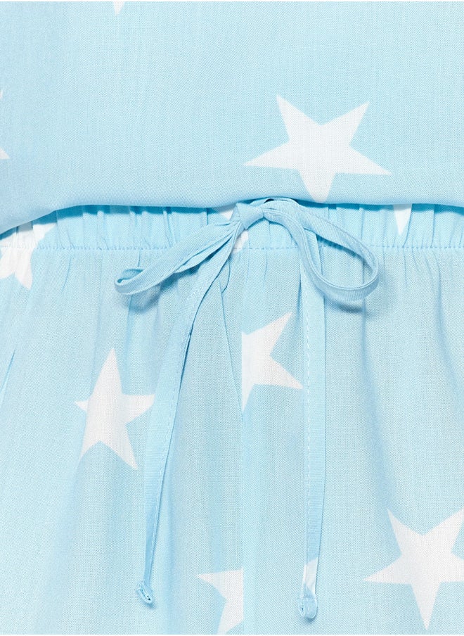 trendyol - Blue Star Patterned Rope Strap Viscose Woven Pajama Set THMSS20PT0295 - Image 1