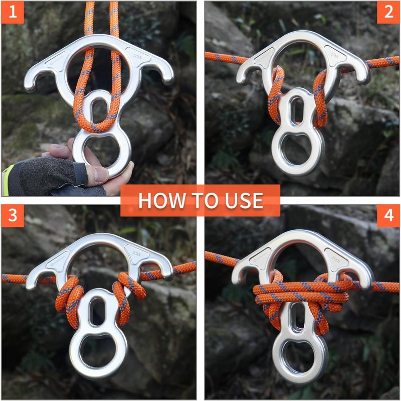 Newdoar 50KN 11000 LBF Rescue Figure,8 Descender Large Bent-Ear Belaying and Rappelling Gear Belay Device for Rock Climbing, Aerial Dance,Ziplining and Peak Rescue 7075 Aluminum Alloy - Image 3
