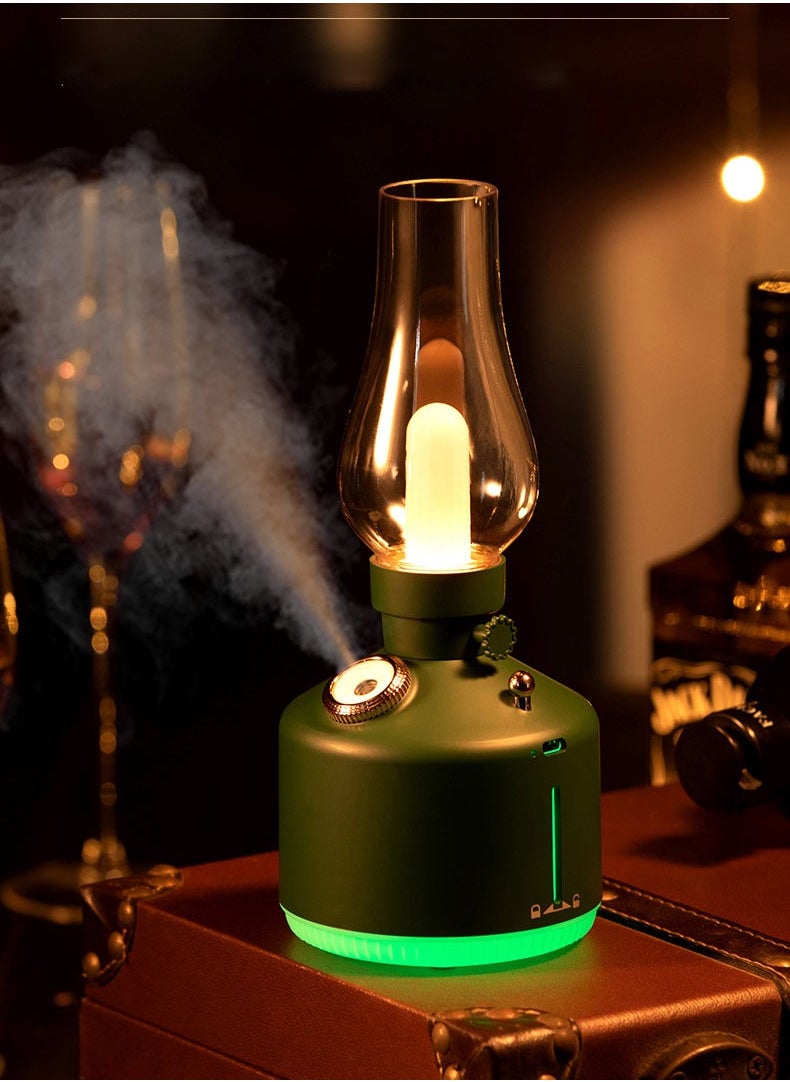 Humidifiers, 280mL Kerosene Lamp Shaped Humidifier Diffuser With 7-color Light USB Cool Mist Humidifier Desktop Air Humidifier Stepless Dimming 2 Spray Modes
